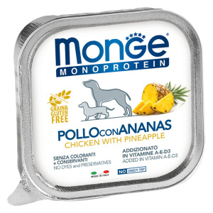 Влажный корм для собак Monge Dog Monoprotein Fruits паштет из курицы с ананасом